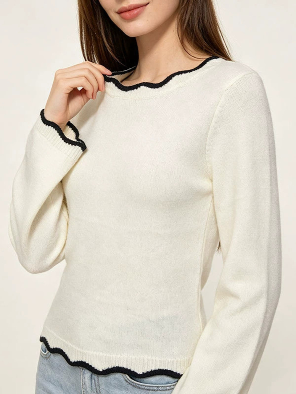 ZARA Womens Casual Fall Long Sleeve Bow Knit Sweater